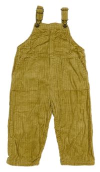 Žlutohnědé manšestrové podšité laclové kalhoty Zara