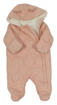 Růžová prošívaná zateplená kombinéza s kapucí George