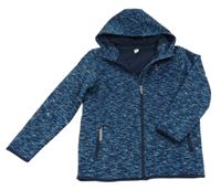 Tmavomodro-modro-bílá melírovaná softshellová bunda s kapucí Yigga