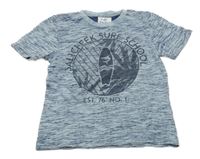 Modré melírované tričko se surfem Topolino