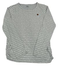 Šedo-bílé pruhované triko se srdíčky Yigga