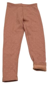 Starorůžové zateplené legíny se srdíčky C&A