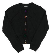 Černý propínací lehký crop svetr s kamínky Next