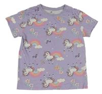 Lila tričko s jednorožci a duhami H&M