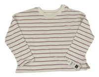 Nové - Bílo-starorůžové pruhované mikinotriko Dunnes