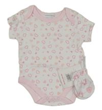 Nové - 2set - Bílé body se srdíčky + rukavičky