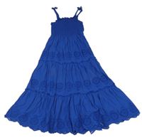 Safírové plátěné šaty s madeirou C&A