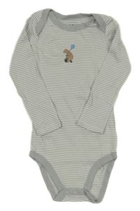 Šedo-bílé pruhované body s medvědem Tchibo