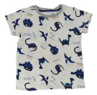 Bílé tričko s dinosaury Matalan