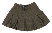 Hnědo-černo-modrá kostkovaná skládaná sukně Zara