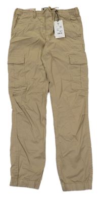 Nové - Pískové plátěné cargo cuff kalhoty American Today