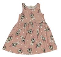 Starorůžové bavlněné šaty s králíky H&M