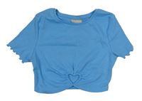Modré crop žebrované tričko se srdcem Matalan