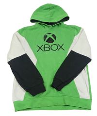 Zeleno-bílo-černá mikina s X-box a kapucí C&A