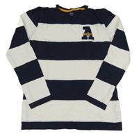 Bílo-tmavomodré pruhované triko s písmenem Yigga