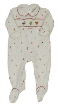 Bílý vzorovaný overal s vánočními obrázky a límečkem Next