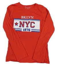 Červené triko s nápisem Primark