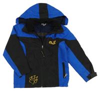 Černo-modrá sportovní funkční bunda s logem a kapucí Jack Wolfskin