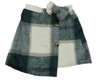 Tmavozeleno-bílá kostkovaná úpletová sukně s mašlí shein