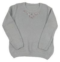 Šedý svetr s kamínky dunnes 