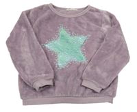 Lila plyšová mikina s hvězdou z flitrů H&M