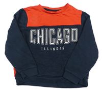 Tmavomodro-červená mikina s nápisem kiabi