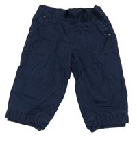 Tmavomodré plátěné podšité kalhoty s kapsami Mothercare