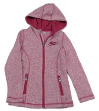 Růžová melírovaná pletená propínací thermo mikina s kapucí bpc