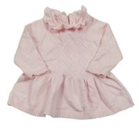 Světlerůžové pletené vzorované šaty s volánkem Nutmeg