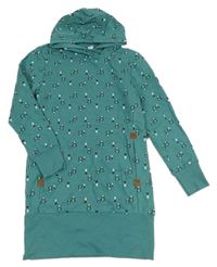 Zelené teplákové šaty se sovami a kapucí Yigga