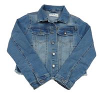 Modrá crop riflová bunda 