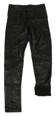 Černé koženkové zateplené legíny H&M