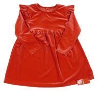 Nové - červené sametové šaty s volánky dunnes