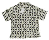 Nové - smetanovo-tmavomodrá vzorovaná košile F&F