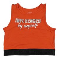 Červený crop top s nápisem Page one young