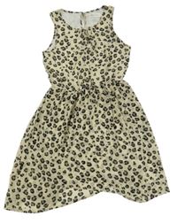 Smetanové šifonové leopardí šaty H&M