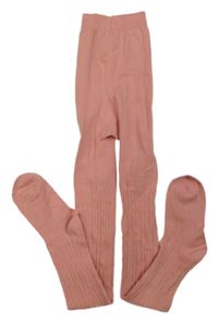 Růžové žebrované punčocháče Primark