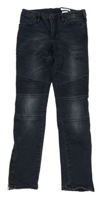 Tmavomodré skinny rifle se zipy 