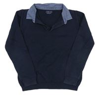Tmavomodrý svetr s košilovým límcem Next