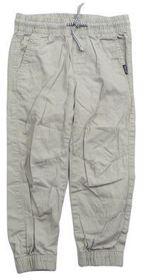 Béžové plátěné cuff kalhoty H&M