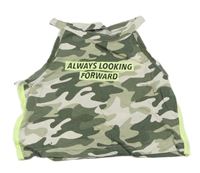 Bílo-khaki army crop top s nápisem 