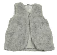 Šedá kožešinová podšitá vesta zn. M&S