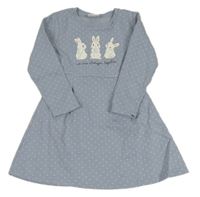 Modré puntíkaté teplákové šaty s králíčky Topolino