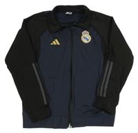 Černo-tmavomodrá propínací sportovní mikina s výšivkou Adidas