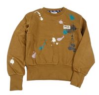 Hnědo-barevná crop mikina s fleky a logem Fila 