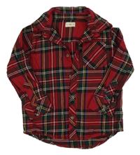 Červeno-tmavozelená kostkovaná košile F&F