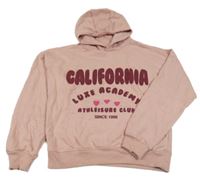 Růžová mikina s nápisy a kapucí Matalan