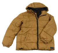 Okrová šusťáková zimní bunda s kapucí Mango