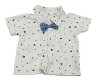 Bílo-tmavomodrá košile s hvězdami a motýlkem Shein