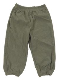 Khaki žebrované sametové tepláky 